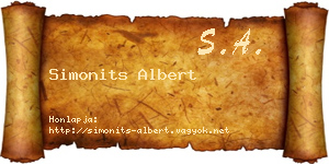 Simonits Albert névjegykártya